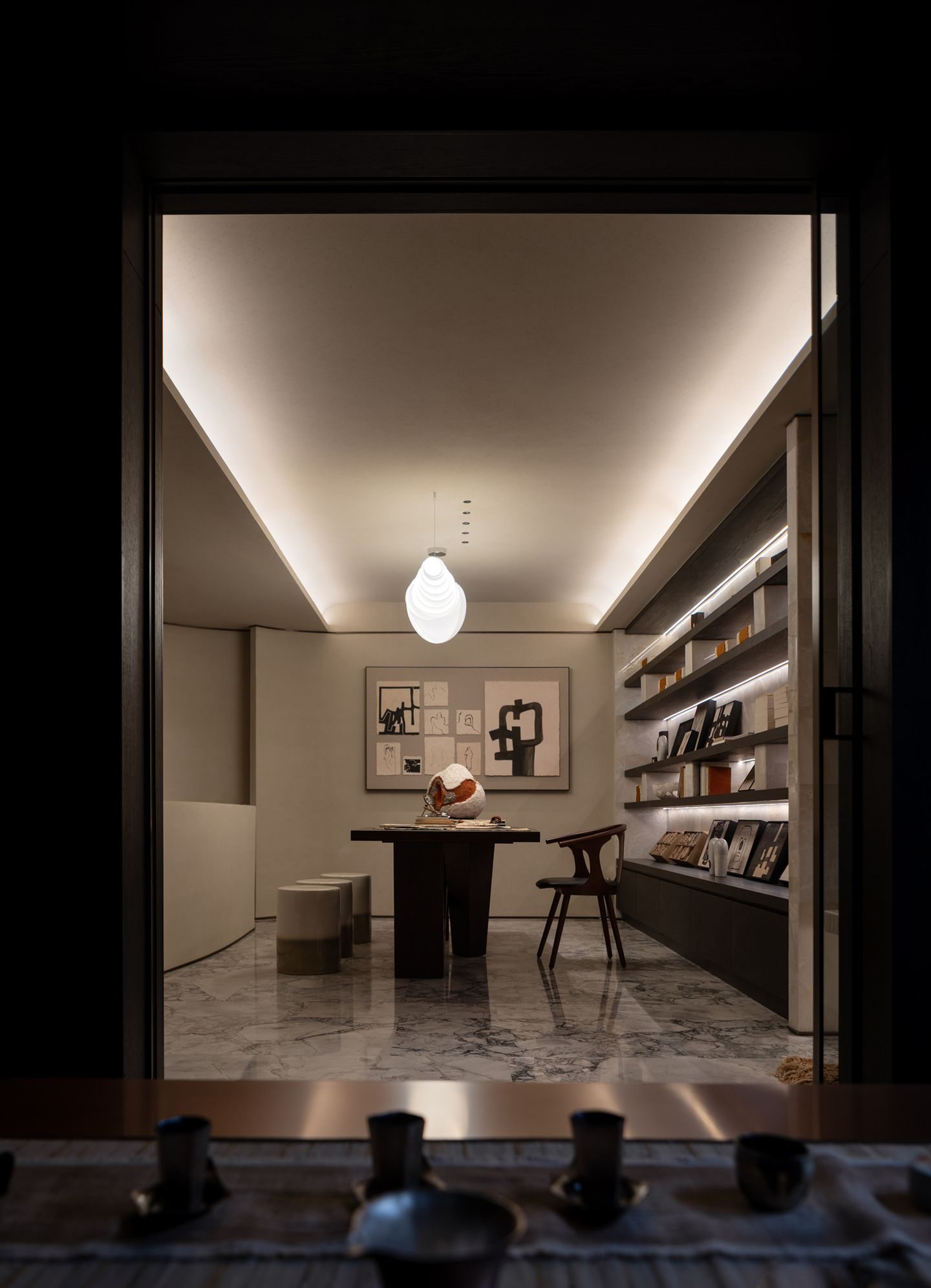 Dark Urban Villa Interior view 16