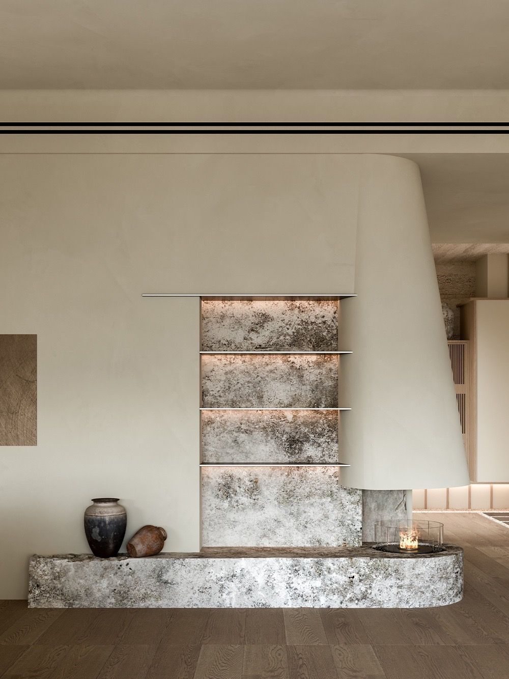 Warm Wood Apartment Interior view 8