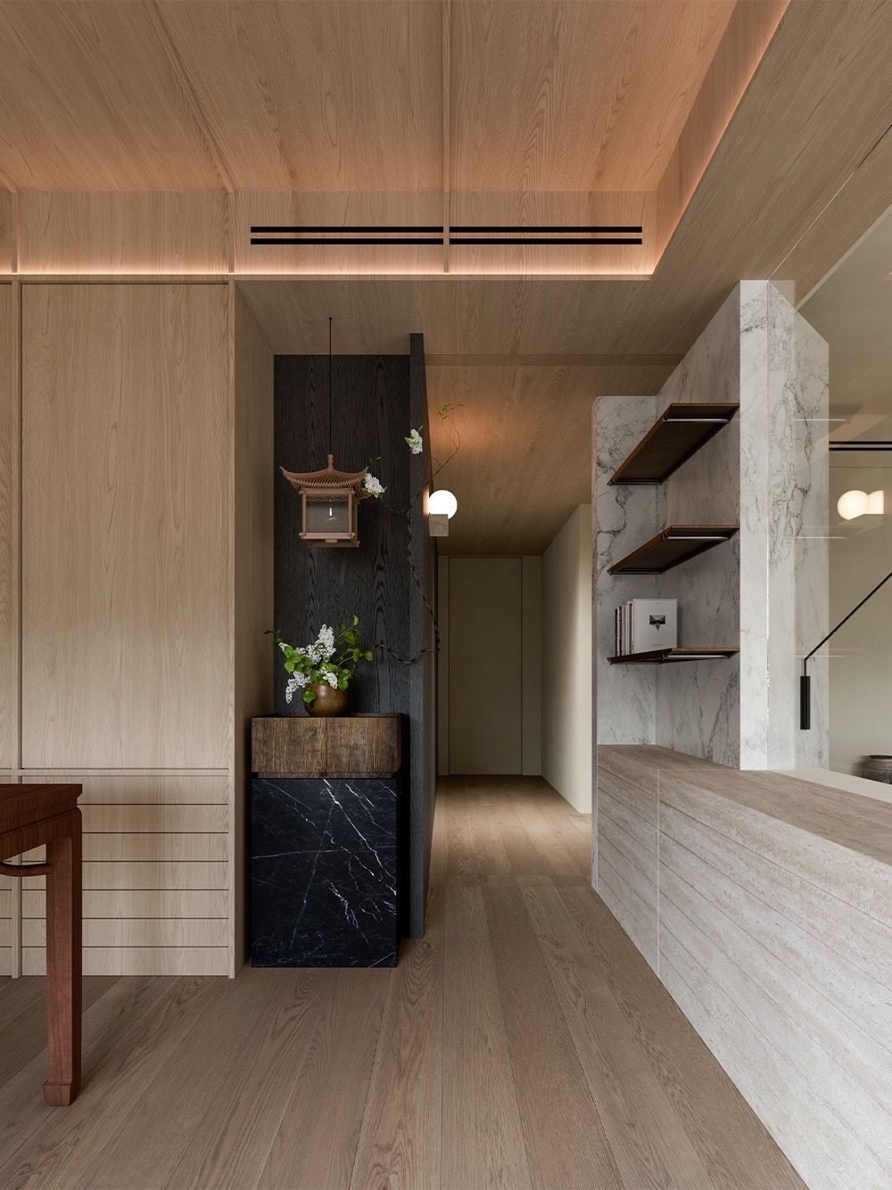 Warm Wood Apartment Interior view 13