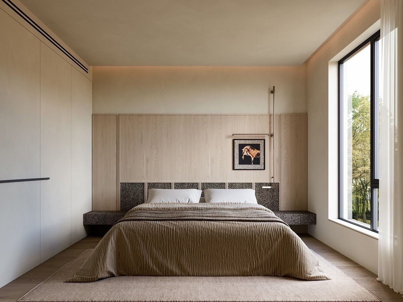 Warm Wood Apartment Interior view 16